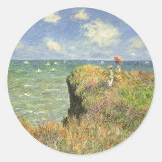 Cliff Walk at Pourville by Claude Monet Classic Round Sticker