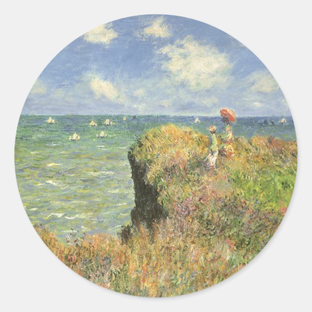 Cliff Walk at Pourville by Claude Monet Classic Round Sticker (Front)