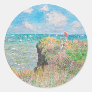 Cliff Walk at Pourville by Claude Monet Classic Round Sticker