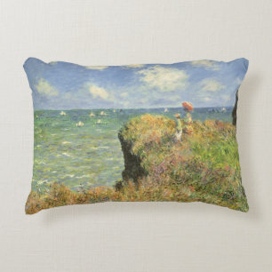 Cliff Walk at Pourville by Claude Monet Decorative Cushion