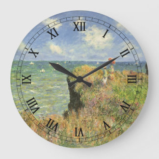 Cliff Walk at Pourville by Claude Monet Large Clock