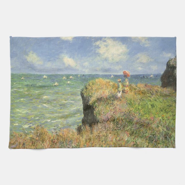 Cliff Walk at Pourville by Claude Monet Tea Towel (Horizontal)