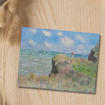 Cliff Walk at Pourville Monet Postcard<br><div class="desc">"Cliff Walk at Pourville" (1882) by Claude Monet shows two women walking along a sunlit cliff overlooking the sea. With vibrant brushstrokes and fresh colours, Monet captures the beauty of the Normandy coast, where land, sky, and ocean meet in harmony. This artwork brings a sense of freedom and movement to...</div>