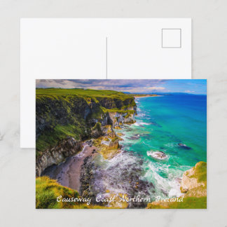 Cliffs and Turquoise Sea Northern Ireland Postcard