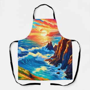 Cliffs at Sunset: Ocean's Golden Hour Apron