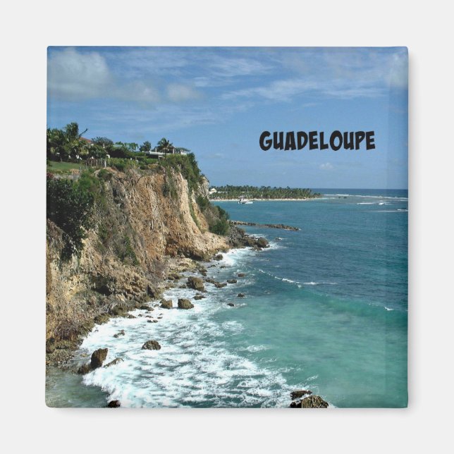 Cliffs in Guadeloupe, Labelled Magnet (Front)
