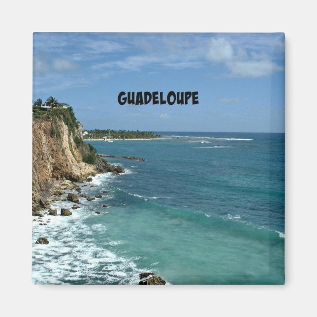 Cliffs in Guadeloupe, Labelled Magnet (Front)