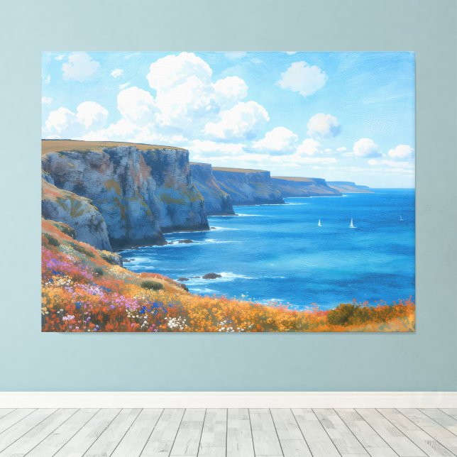 "Cliffs of Endless Horizon" – A Welsh Seascape Canvas Print (Insitu(Wood Floor))