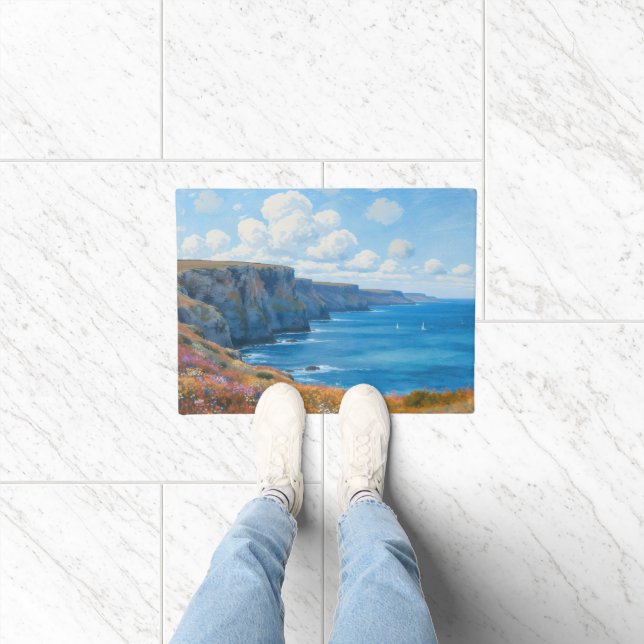 "Cliffs of Endless Horizon" – A Welsh Seascape Doormat (Indoor)