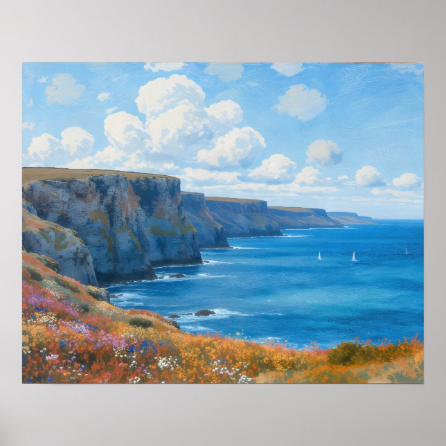 "Cliffs of Endless Horizon" – A Welsh Seascape Poster (Front)