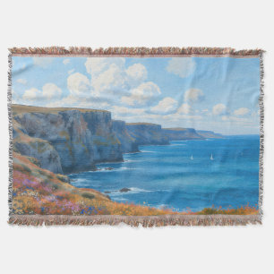 "Cliffs of Endless Horizon" – A Welsh Seascape Throw Blanket