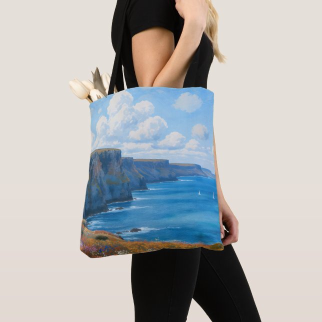 "Cliffs of Endless Horizon" – A Welsh Seascape Tote Bag (Close Up)