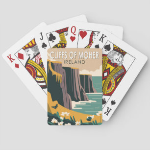 Cliffs of Moher Ireland Floral Travel Art Vintage Playing Cards