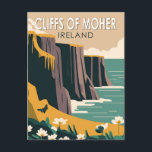Cliffs of Moher Ireland Floral Travel Art Vintage Postcard<br><div class="desc">Cliffs of Moher vector art design. The Cliffs of Moher are sea cliffs located at the southwestern edge of the Burren region in County Clare,  Ireland.</div>