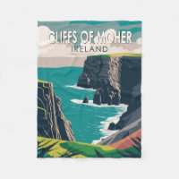 Cliffs of Moher Ireland Travel Art Vintage