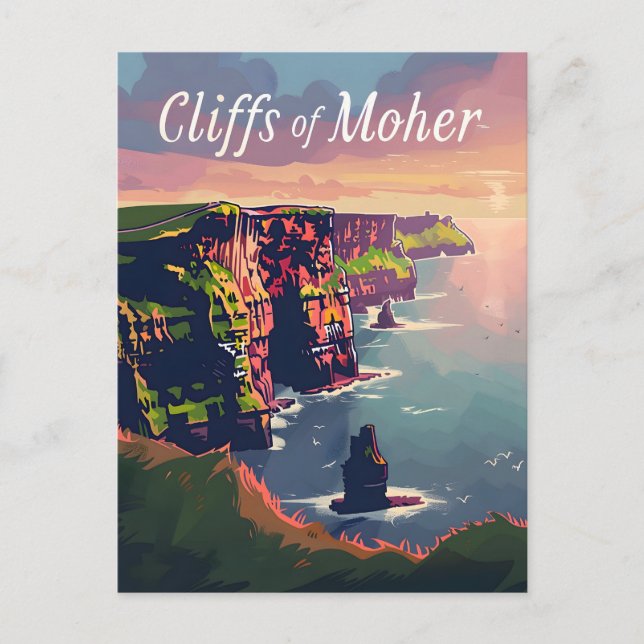 Cliffs of Moher sunset Postcard (Front)