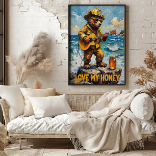 Cliffside Crooner: Bear's Honey Tune Poster