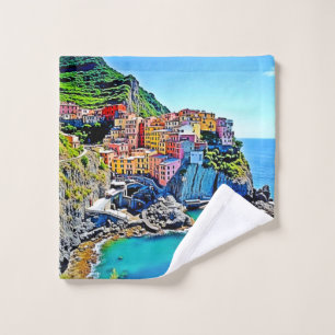 Cliffside Dreams: Manarola’s Colours Bath Towel Set