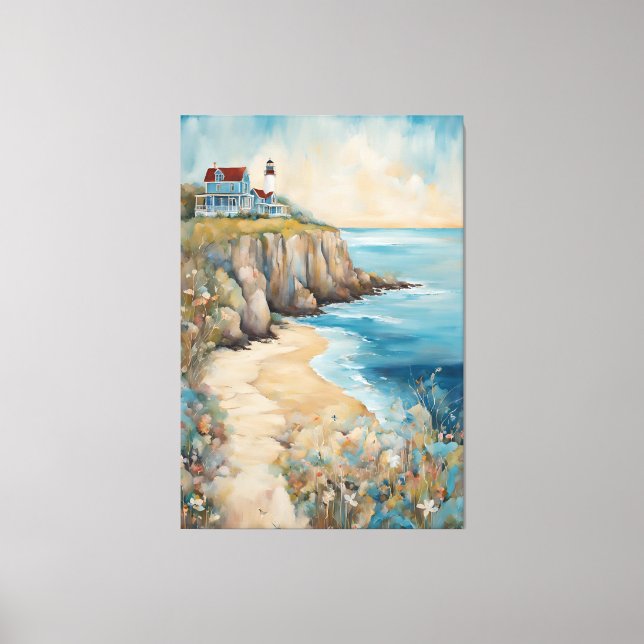 Cliffside Lighthouse Escape Canvas Print (Front)