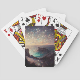 Cliffside Night Fantasy Landscape Sci-Fi Playing Cards