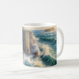 Cliffside Ocean Waves Coastal Landscape Coffee Mug