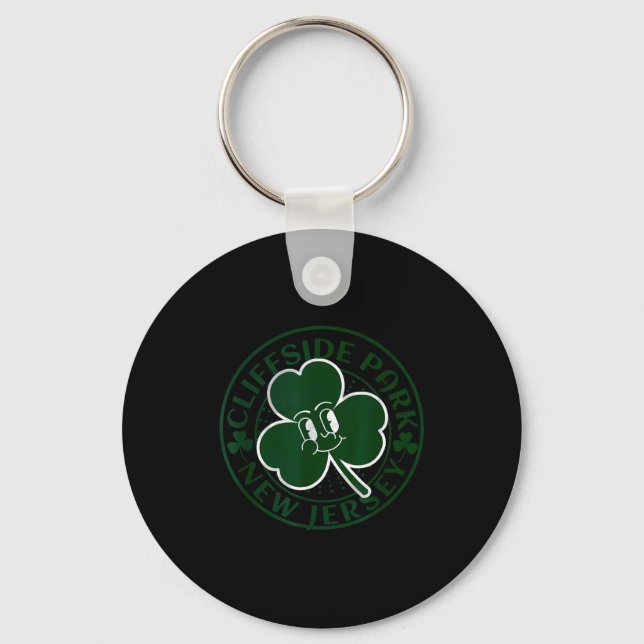 Cliffside Park New Jersey Irish Shamrock Nj Retro  Key Ring (Front)
