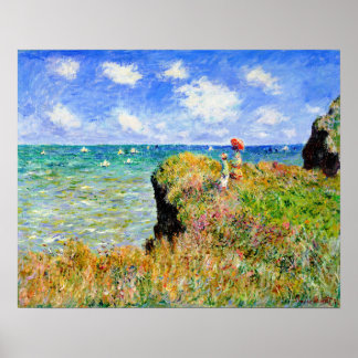 Clifftop Walk at Pourville by Claude Monet Poster
