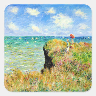 Clifftop Walk at Pourville by Claude Monet Square Sticker
