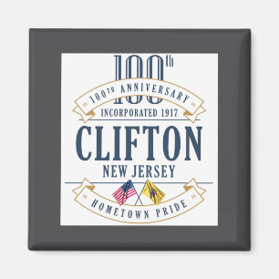 Clifton New Jersey 100th Anniv White _1  Magnet