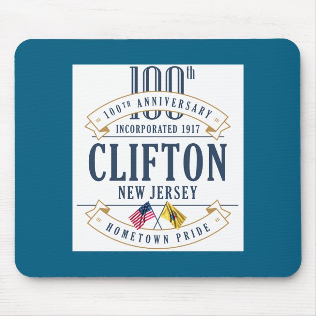 Clifton New Jersey 100th Anniv White _1  Mouse Mat (Front)