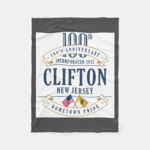 Clifton New Jersey 100th Anniv White Fleece Blanket