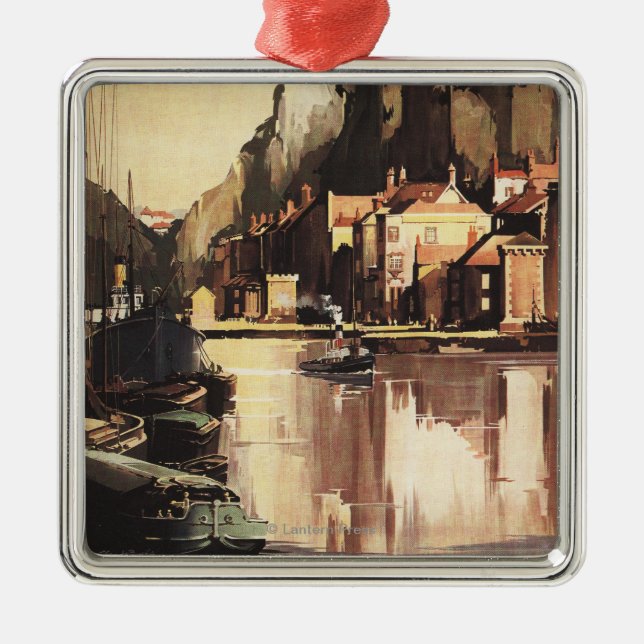 Clifton Suspension Bridge and Boats Metal Tree Decoration (Front)