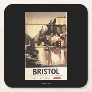 Clifton Suspension Bridge and Boats Square Paper Coaster