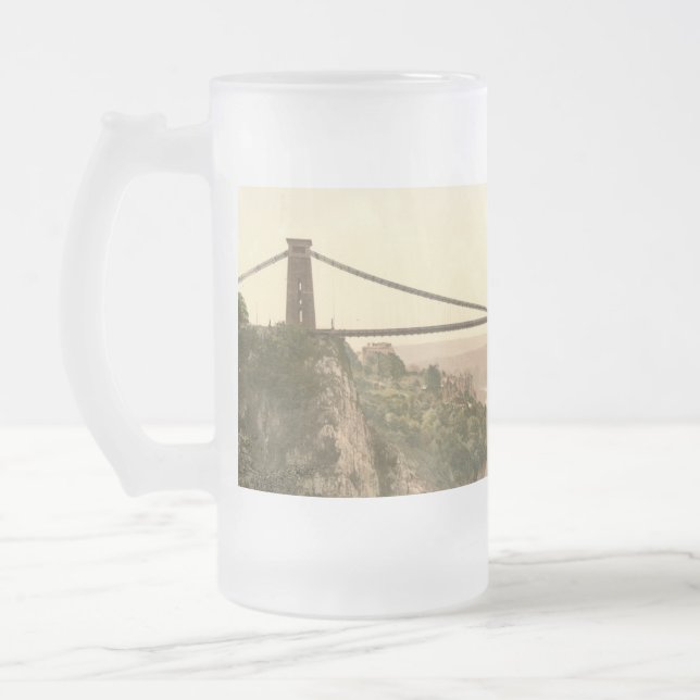Clifton Suspension Bridge II, Bristol, England Frosted Glass Beer Mug (Left)