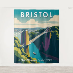 Clifton Suspension Bridge Retro Bristol Wall Tapestry