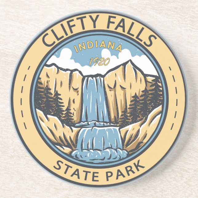 Clifty Falls State Park Indiana Badge Coaster (Front)