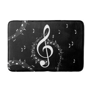 Climactic G Clef Music Black Bath Mat