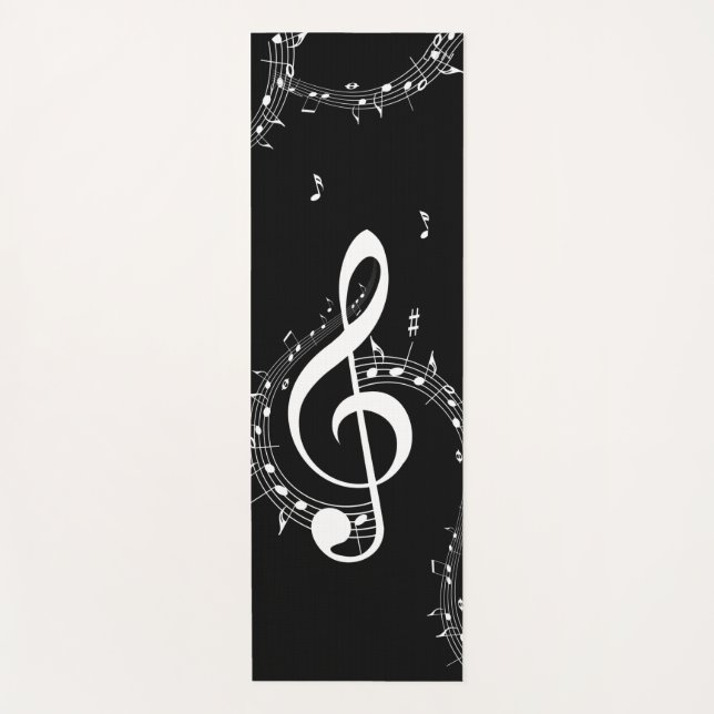 Climactic G Clef Music Black Double Sided Yoga Mat (Front)