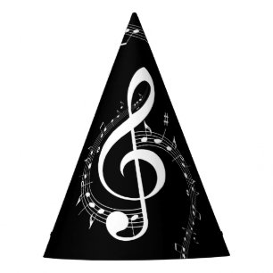 Climactic G Clef Music Black Party Hat