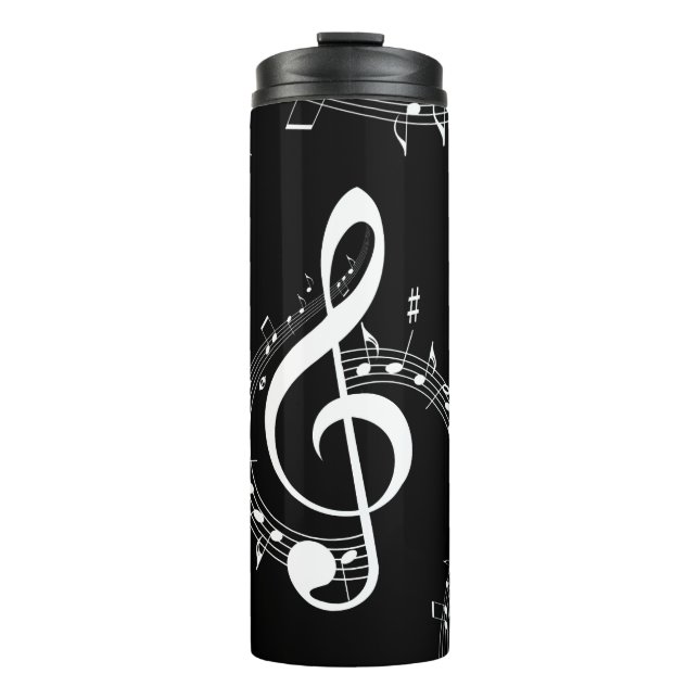Climactic G Clef Music Black Thermal Tumbler (Front)