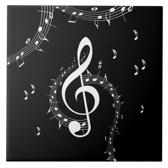 Climactic G Clef Music Black Tile (Front)
