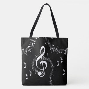 Climactic G Clef Music Black Tote Bag