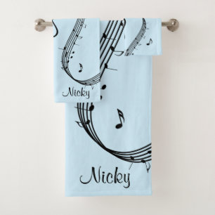 Climactic G Clef Music Blue Bath Towel Set