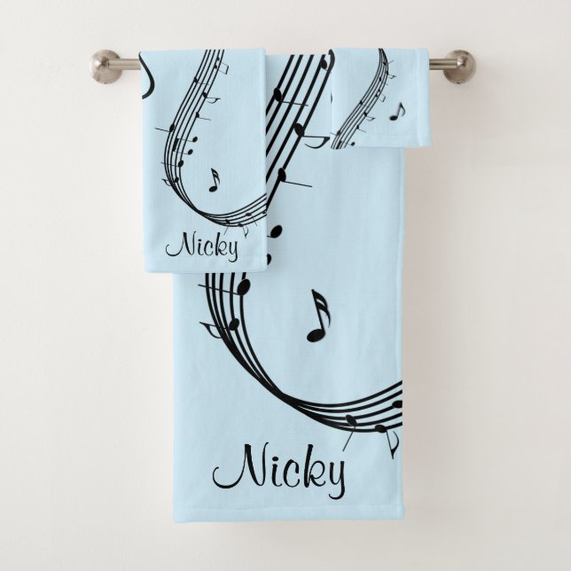 Climactic G Clef Music Blue Bath Towel Set (Insitu)