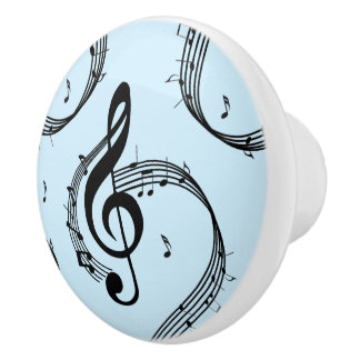 Climactic G Clef Music Blue Ceramic Knob