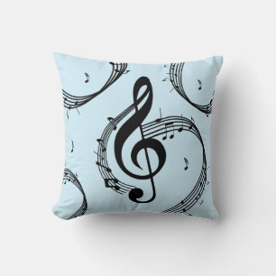 Climactic G Clef Music Blue Cushion
