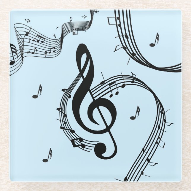 Climactic G Clef Music Blue Glass Coaster (Front)