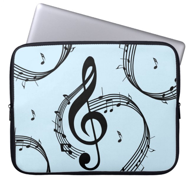 Climactic G Clef Music Blue Laptop Sleeve (Front)