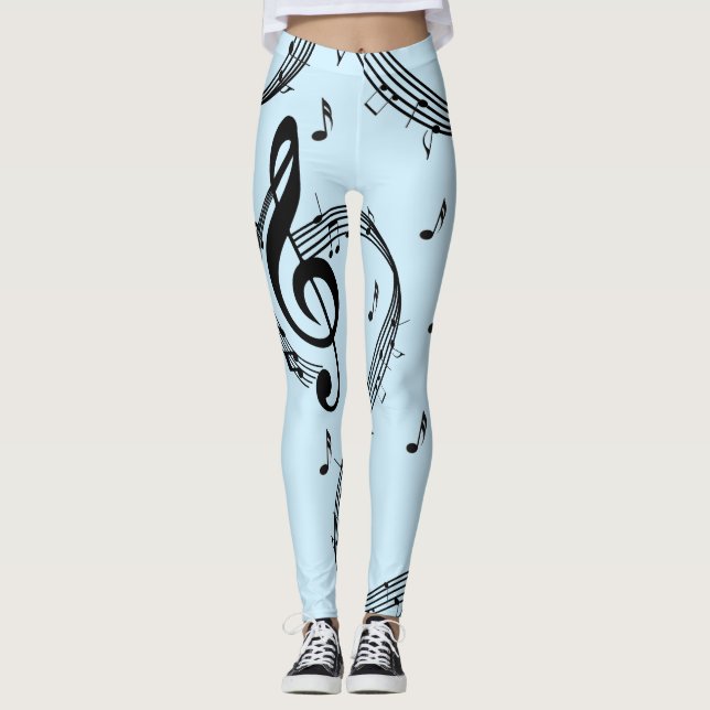 Climactic G Clef Music Blue Leggings (Front)
