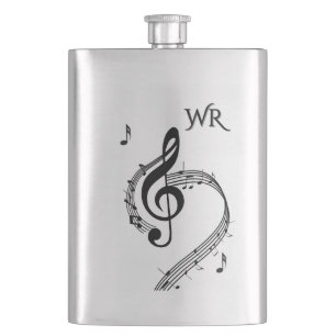 Climactic G Clef Music Monogram Hip Flask